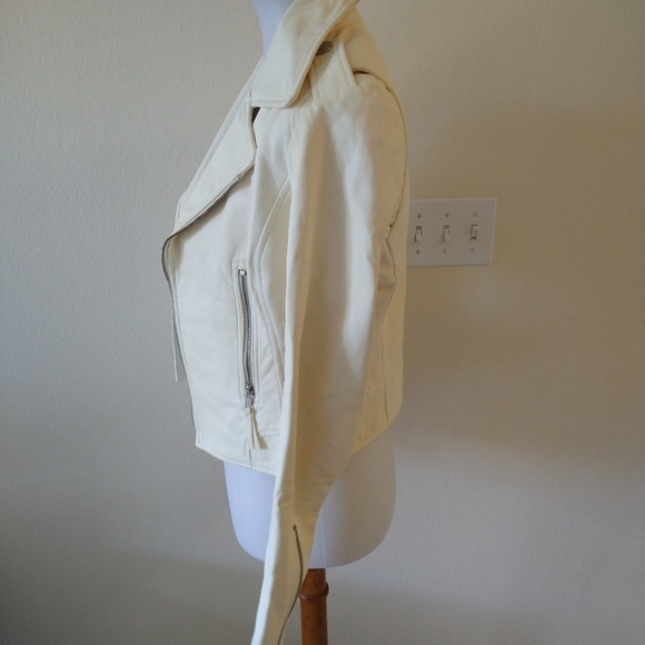 True Religion Off White Leather Moto Jacket - Picture 5 of 16